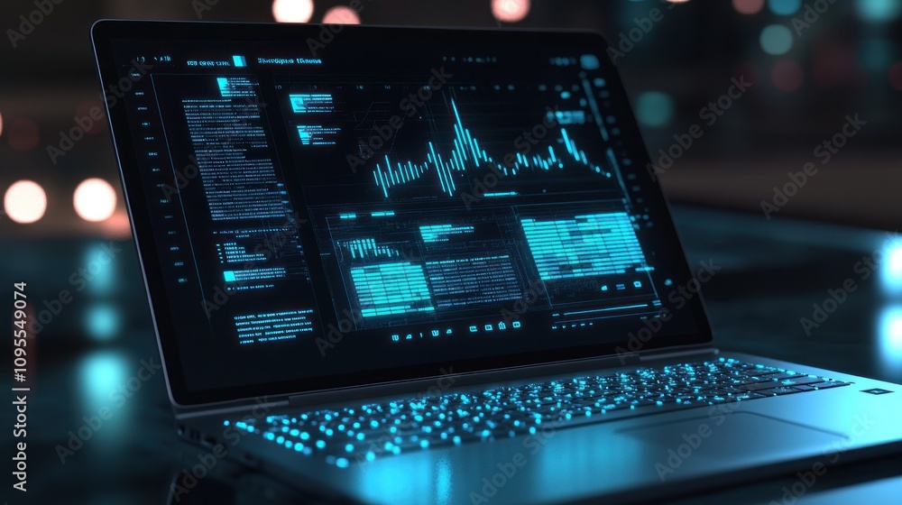 Laptop with Data Analytics and Charts Laptop with Data Analytics and Charts