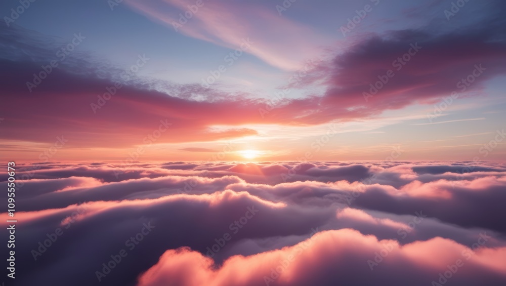 Soft clouds and vibrant sky at sunrise, bringing a calm atmosphere. Soft clouds and vibrant sky at sunrise, bringing a calm atmosphere.