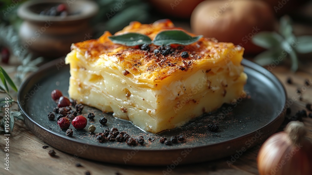 A Delicious Slice of Creamy Potato Gratin A Delicious Slice of Creamy Potato Gratin