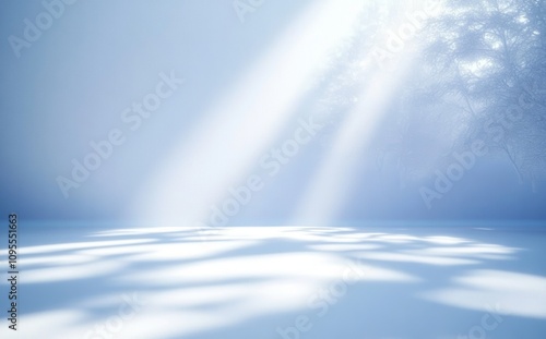 Minimalistic Serene Snow Covered Landscape Soft Light and Shadow Winter Tranquility photo