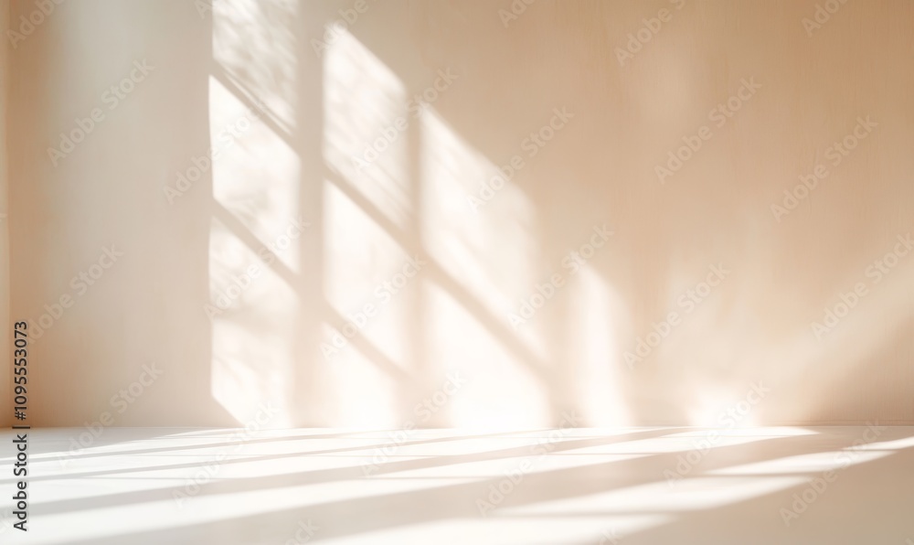 Minimalist light filled room abstract shadows geometric shapes tranquil interior design Minimalist light filled room abstract shadows geometric shapes tranquil interior design