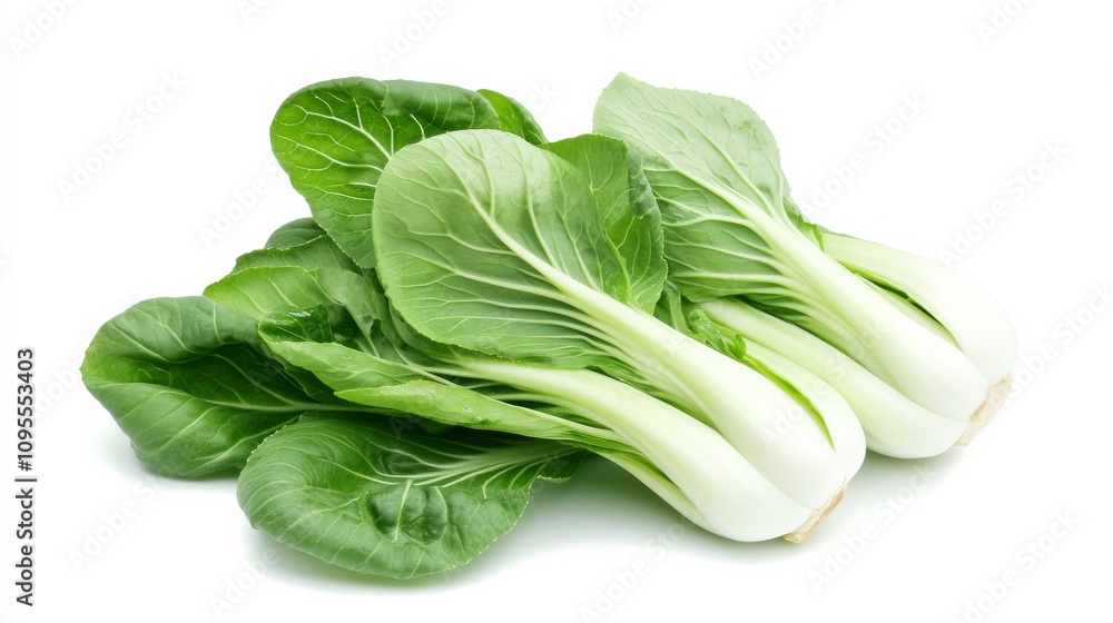 A fresh bunch of bok choy with its vibrant green leaves and crunchy white stems, Each leaf’s bright color and subtle imperfections captured with precision A fresh bunch of bok choy with its vibrant green leaves and crunchy white stems, Each leaf’s bright color and subtle imperfections captured with precision