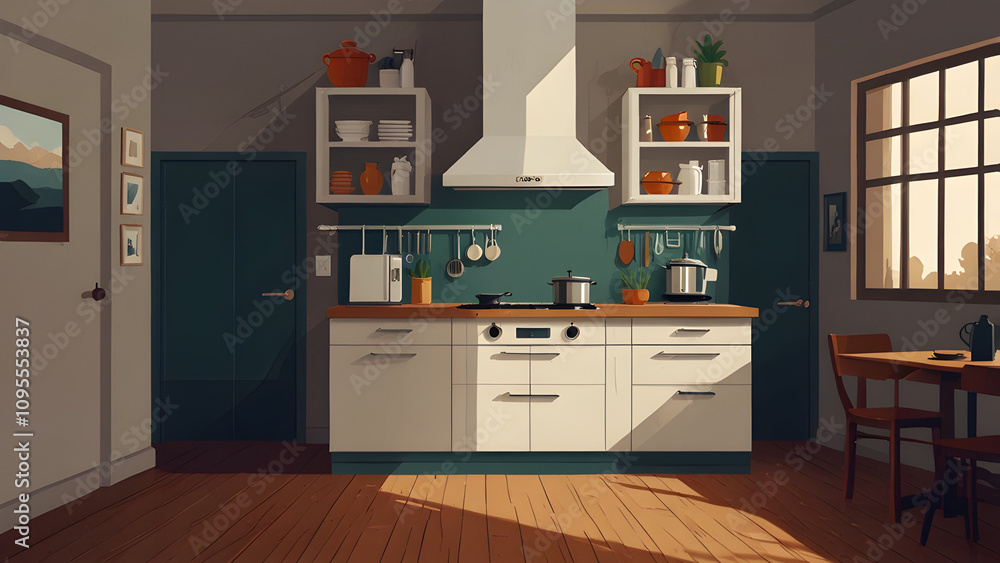 kitchen simplistic flat illustration kitchen simplistic flat illustration