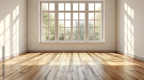 Wallpaper Mural  white empty room with shadow window and green plant on white wall luxury background and wooden floor  Torontodigital.ca
