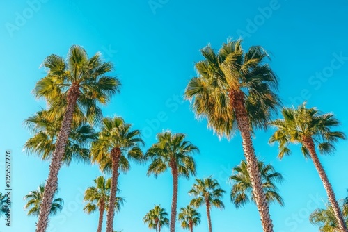 Wallpaper Mural Tropical Palm Trees Against Blue Sky with Copy Space Torontodigital.ca