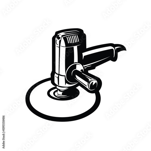 Car polisher machine vector monochrome illustration isolated