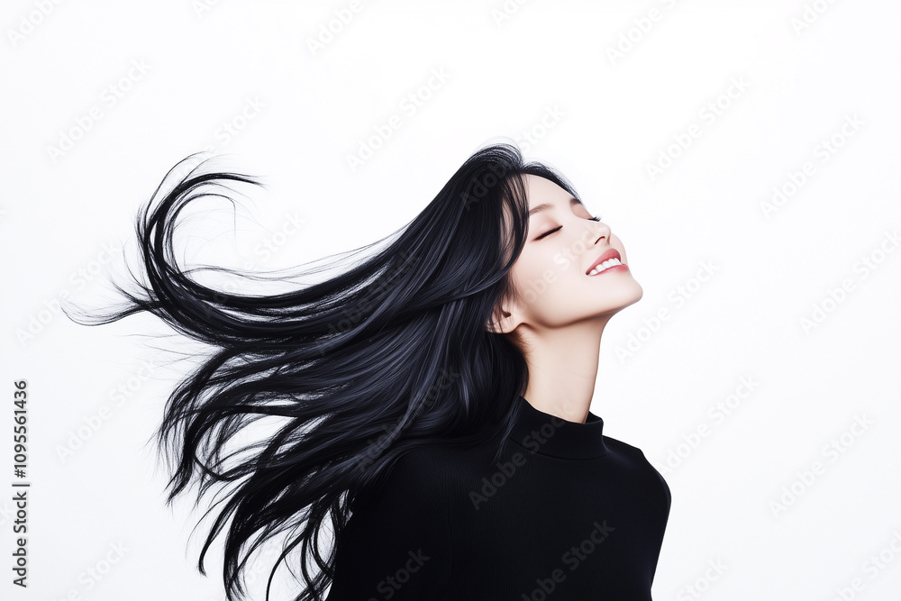 Fototapeta premium ロングヘアを風になびかせる女性