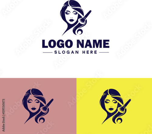 Makeup Artist icon Cosmetician Beauty therapist Makeup stylist flat logo sign symbol editable vector