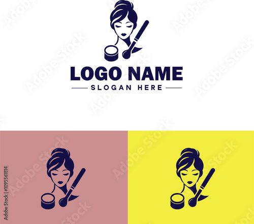 Makeup Artist icon Cosmetician Beauty therapist Makeup stylist flat logo sign symbol editable vector