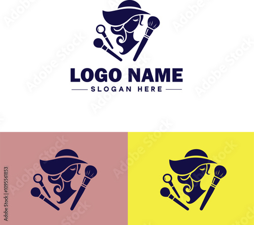 Makeup Artist icon Cosmetician Beauty therapist Makeup stylist flat logo sign symbol editable vector