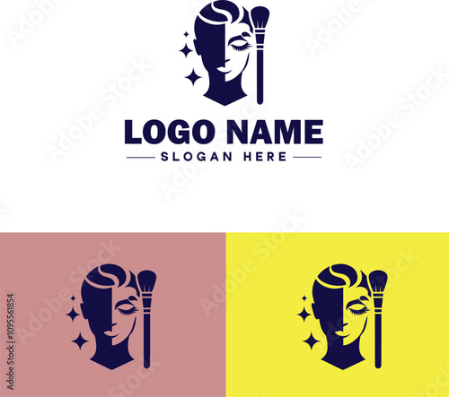 Makeup Artist icon Cosmetician Beauty therapist Makeup stylist flat logo sign symbol editable vector