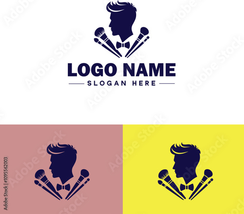 Makeup Artist icon Cosmetician Beauty therapist Makeup stylist flat logo sign symbol editable vector