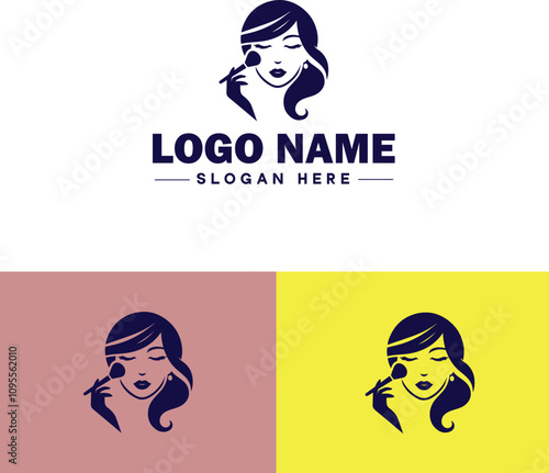 Makeup Artist icon Cosmetician Beauty therapist Makeup stylist flat logo sign symbol editable vector