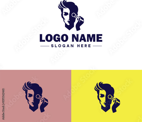 Makeup Artist icon Cosmetician Beauty therapist Makeup stylist flat logo sign symbol editable vector