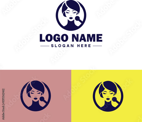 Makeup Artist icon Cosmetician Beauty therapist Makeup stylist flat logo sign symbol editable vector