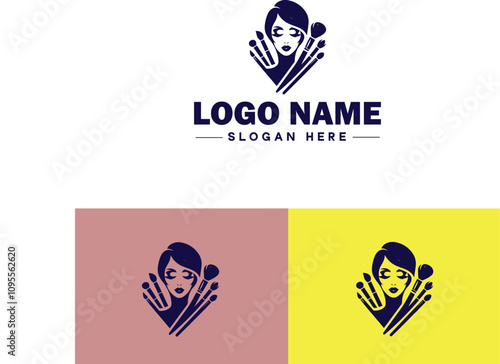 Makeup Artist icon Cosmetician Beauty therapist Makeup stylist flat logo sign symbol editable vector