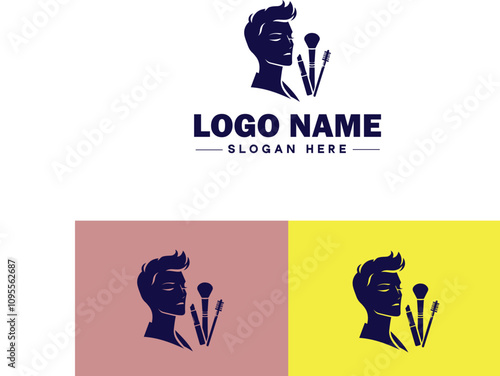 Makeup Artist icon Cosmetician Beauty therapist Makeup stylist flat logo sign symbol editable vector