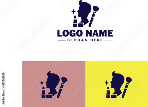 Makeup Artist icon Cosmetician Beauty therapist Makeup stylist flat logo sign symbol editable vector