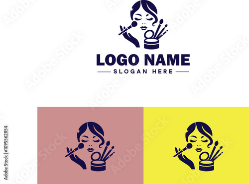 Makeup Artist icon Cosmetician Beauty therapist Makeup stylist flat logo sign symbol editable vector