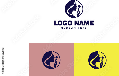 Makeup Artist icon Cosmetician Beauty therapist Makeup stylist flat logo sign symbol editable vector