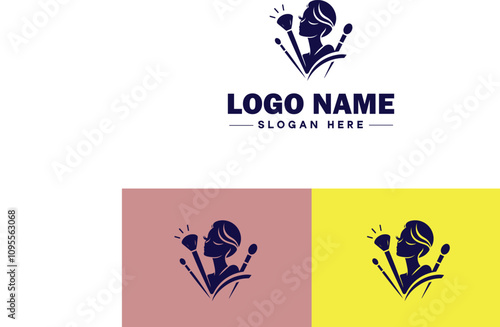 Makeup Artist icon Cosmetician Beauty therapist Makeup stylist flat logo sign symbol editable vector