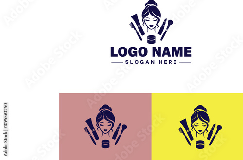 Makeup Artist icon Cosmetician Beauty therapist Makeup stylist flat logo sign symbol editable vector