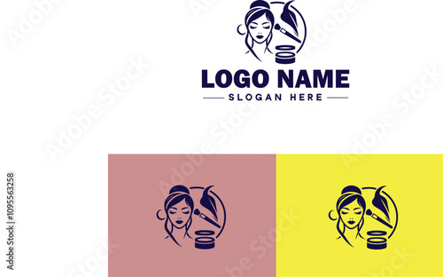 Makeup Artist icon Cosmetician Beauty therapist Makeup stylist flat logo sign symbol editable vector