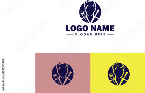 Makeup Artist icon Cosmetician Beauty therapist Makeup stylist flat logo sign symbol editable vector