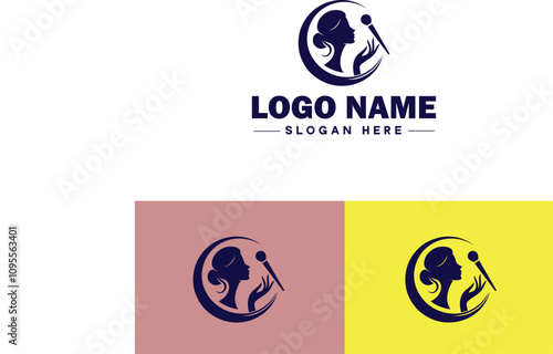 Makeup Artist icon Cosmetician Beauty therapist Makeup stylist flat logo sign symbol editable vector