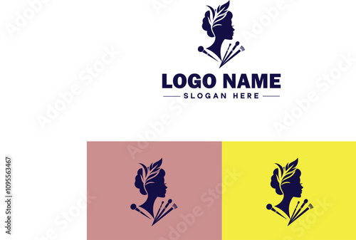 Makeup Artist icon Cosmetician Beauty therapist Makeup stylist flat logo sign symbol editable vector