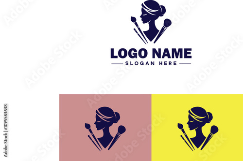 Makeup Artist icon Cosmetician Beauty therapist Makeup stylist flat logo sign symbol editable vector
