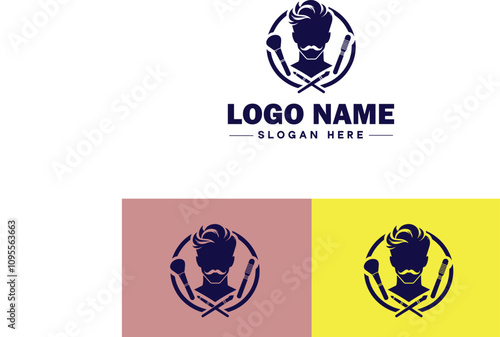 Makeup Artist icon Cosmetician Beauty therapist Makeup stylist flat logo sign symbol editable vector