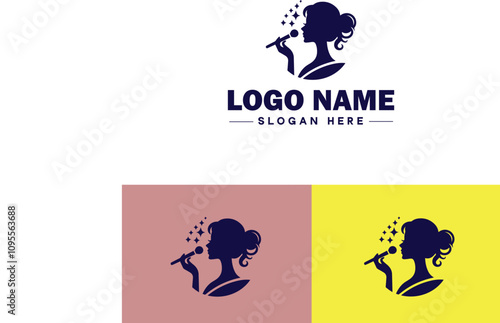 Makeup Artist icon Cosmetician Beauty therapist Makeup stylist flat logo sign symbol editable vector