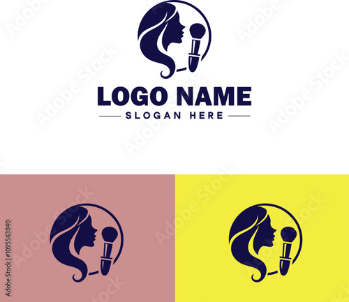Makeup Artist icon Cosmetician Beauty therapist Makeup stylist flat logo sign symbol editable vector