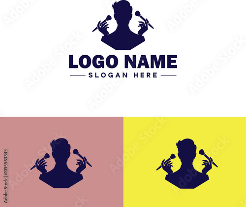 Makeup Artist icon Cosmetician Beauty therapist Makeup stylist flat logo sign symbol editable vector