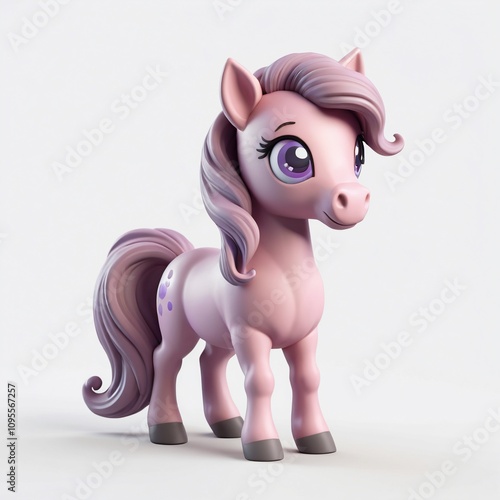 Adorable Pink Pony Cute Cartoon Horse 3D Render Fantasy Animal