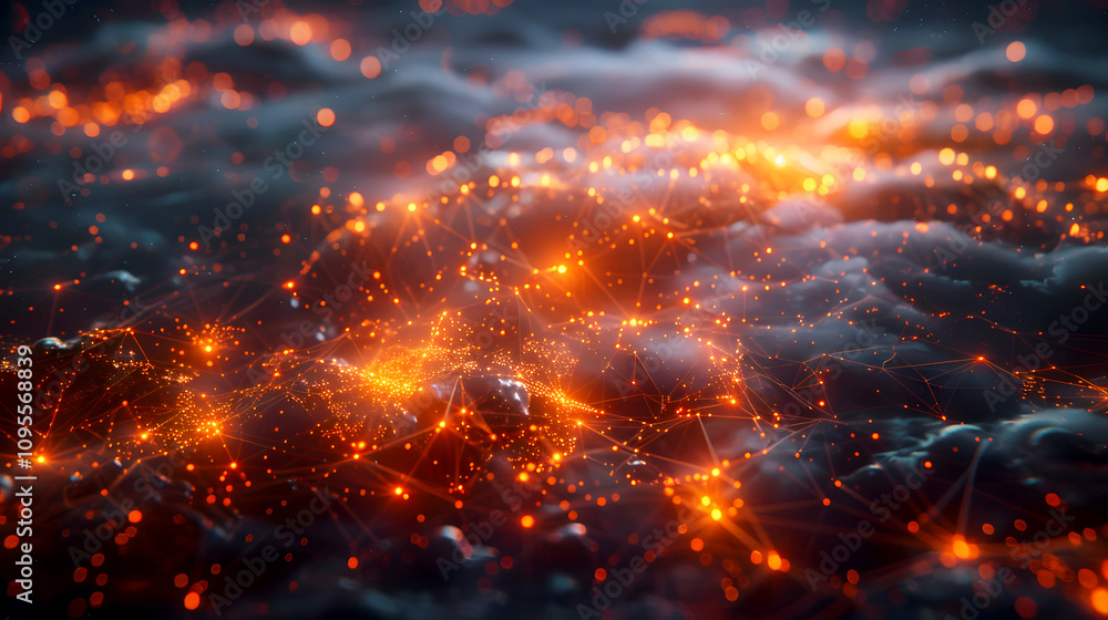 Obraz premium Glowing Network Infrastructure Diagram Concept