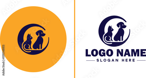 Pet Sitting icon Pet care Pet sitting service Pet minding flat logo sign symbol editable vector