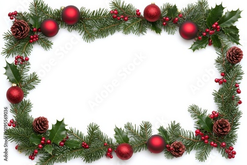 Christmas Decoration Frame on White Background