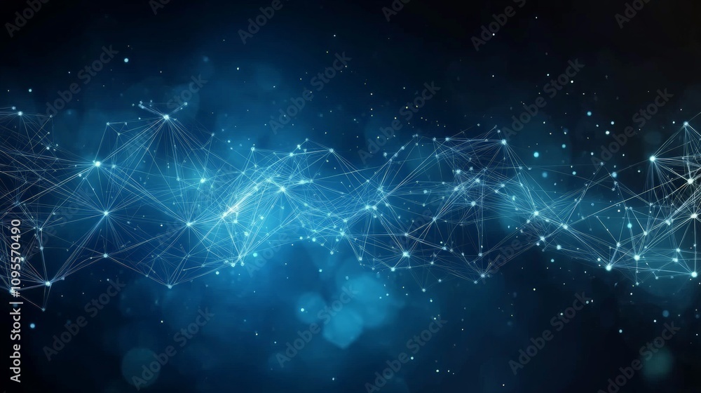 Obraz premium Futuristic Blue Digital Network Connection 3D Background Illustration