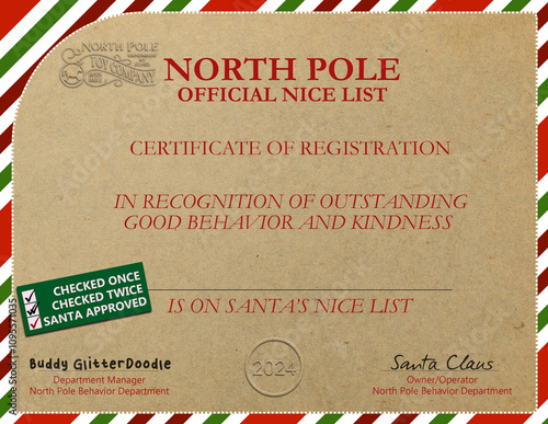 North Pole Nice List Certificate photo