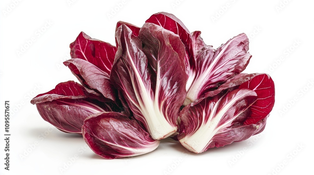 A fresh bunch of radicchio with its vibrant red leaves and bitter flavor, Each leaf’s bright color and subtle imperfections captured with precision A fresh bunch of radicchio with its vibrant red leaves and bitter flavor, Each leaf’s bright color and subtle imperfections captured with precision