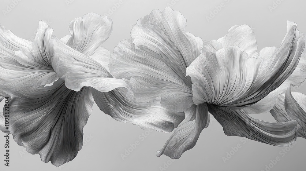 Abstract Flower Petals in Monochrome Abstract Flower Petals in Monochrome