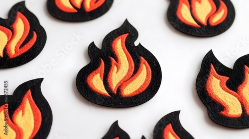 Felt stickers of a single fire accessories accessory logo. photo