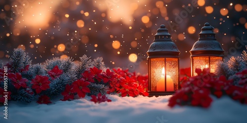 Christmas Lanterns: Red and Silver Decorations