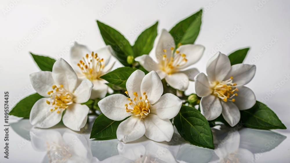 Jasmin Flower on white background isolated. Generative ai Jasmin Flower on white background isolated. Generative ai
