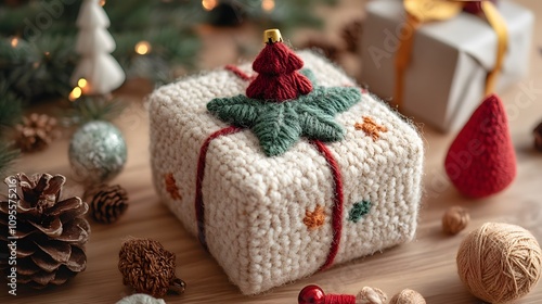 Punch needle christmas gift box wool art accessories.