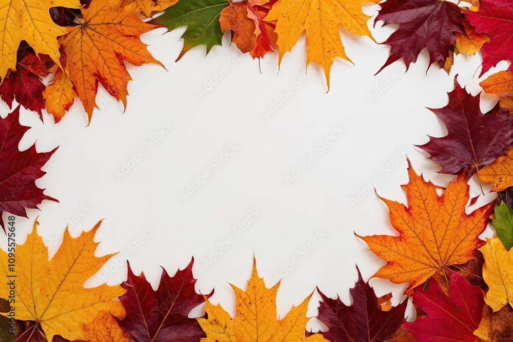 Warm Autumn Leaves Assembly on a Clean White Canvas Warm Autumn Leaves Assembly on a Clean White Canvas