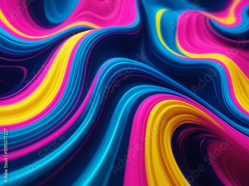 Vibrant Neon Liquid Waves in Motion with Abstract Flowing Lines