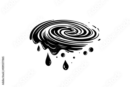 Dripping water stains. liquid stain splash. Water illustration in doodle style